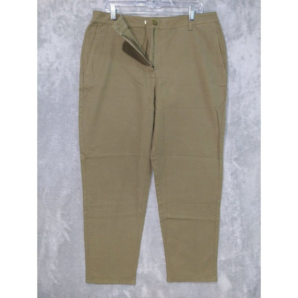 Eileen Fisher Pants Womens 16 Green Capris Relaxed Tapered Leg Organic Cotton